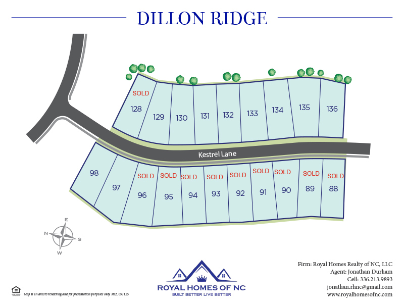 Royal Homes of North Carolina - Dillon Ridge - Kestrel Lane - Site Map Royal Homes of North Carolina - Dillon Ridge - Kestrel Lane - Site Map